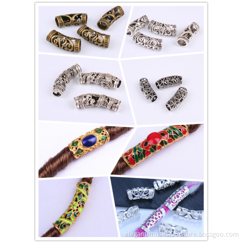 Wholesale Fashion DIY Retro hollow alloy bend Jewelry beaded dreadlocks Ring hair accessories for braids